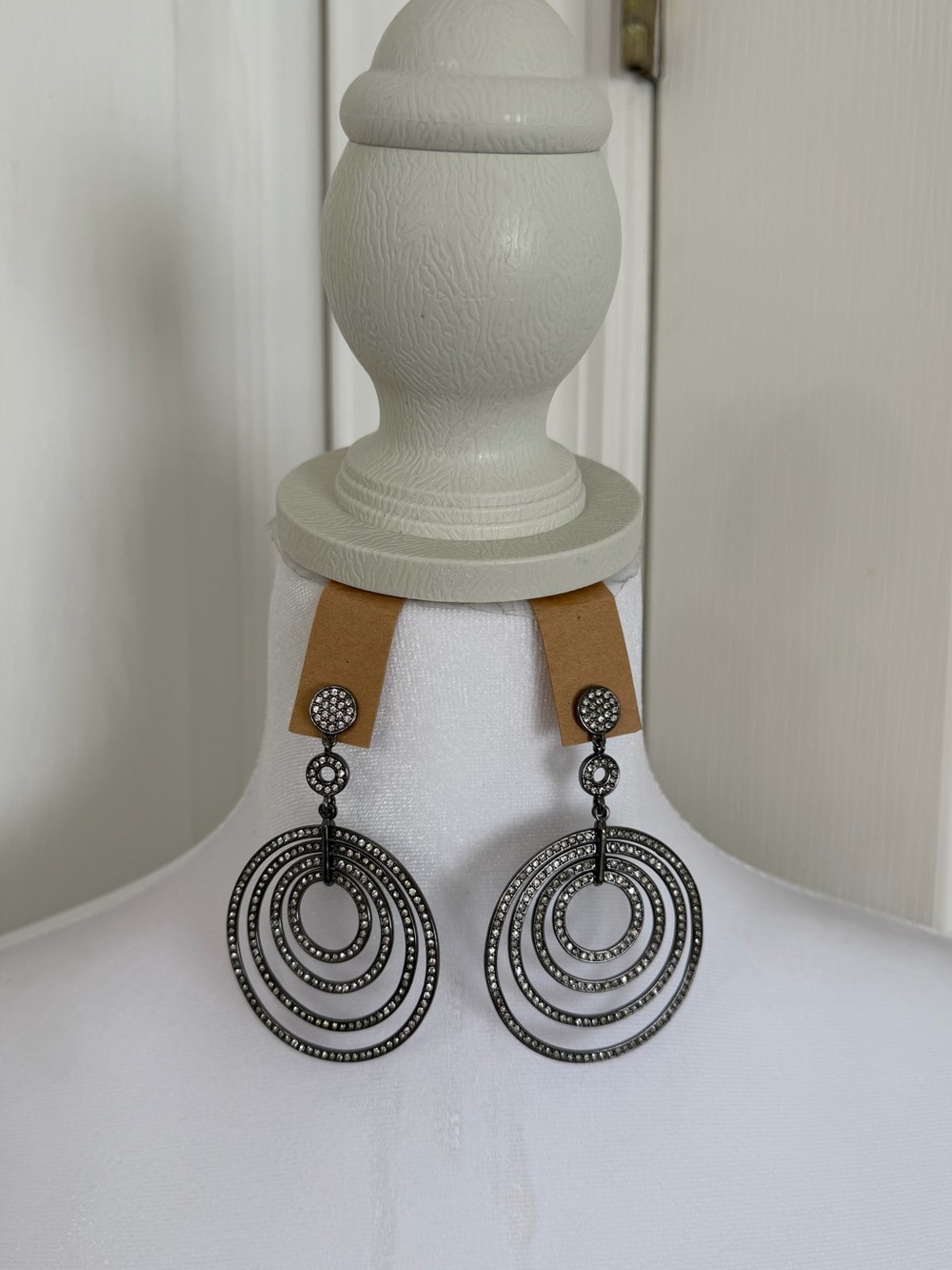BCBGMaxAzria Gunmetal Concentric Circle Drop Earrings
